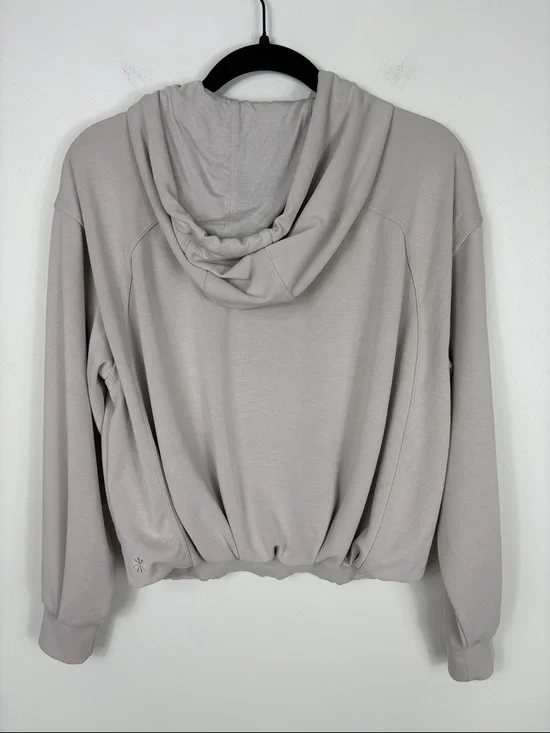 Athleta Seasoft Bubble Hem Hoodie Sweatshirt Abalone Cream Women’s Size XXS - Picture 8 of 9